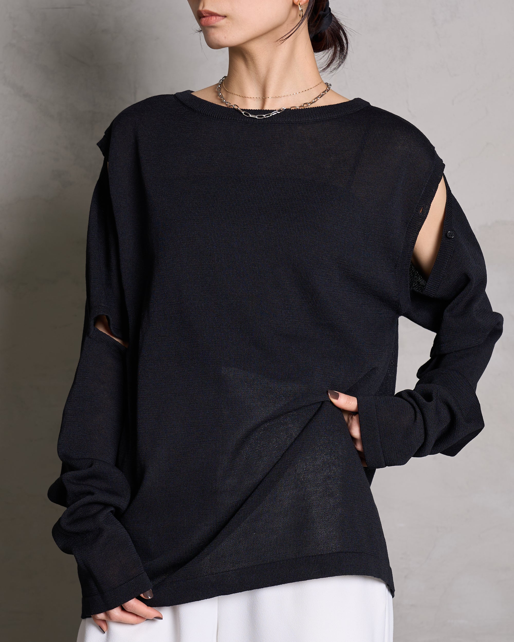 L'Appartement Border Sheer Knit ブラック SHEER KNIT