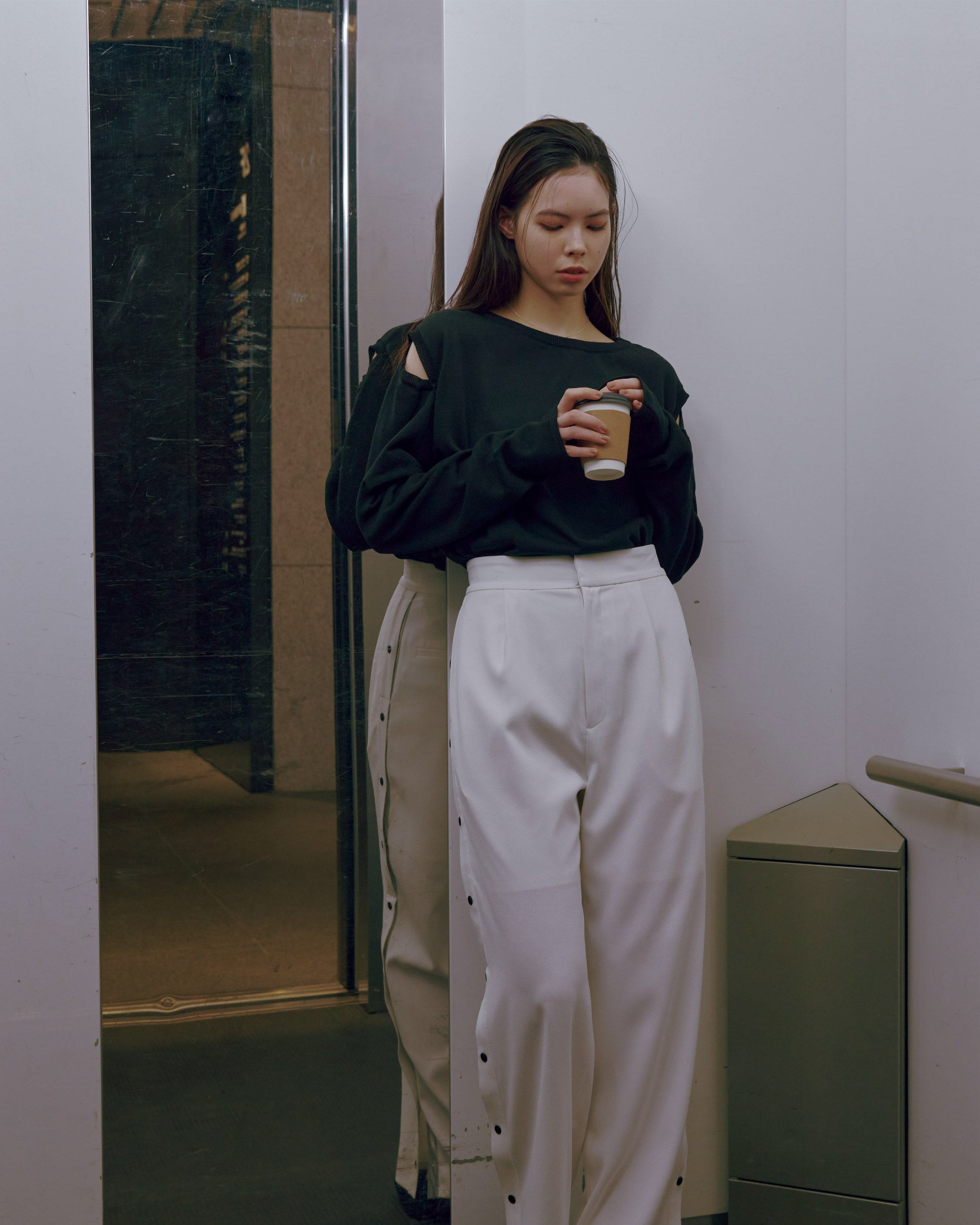 トップス L'Appartement Border Sheer Knit 新品 L'Appartement Sheer Blouse ネイビー